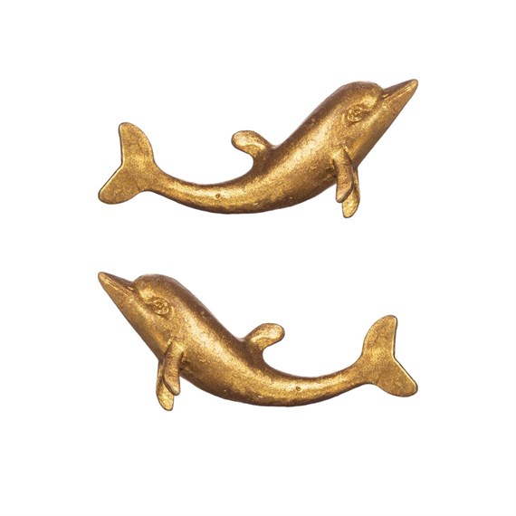 Gold Dolphin Drawer Knob - Set of 2