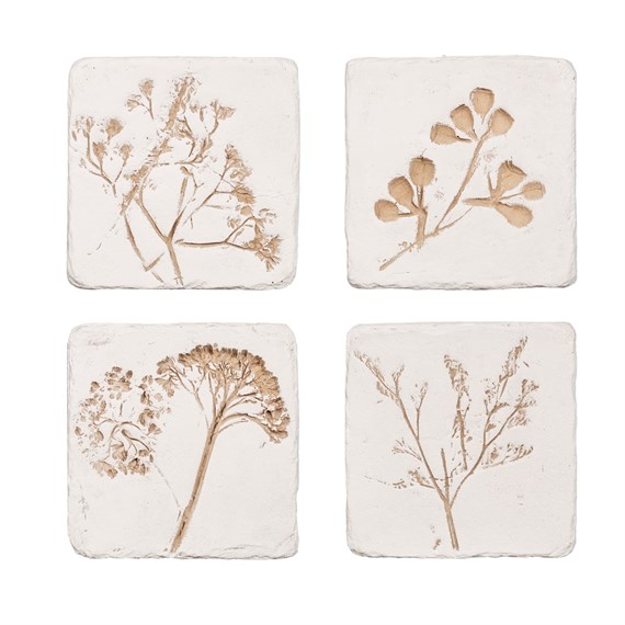 Flower Imprint Coasters - Set of 4