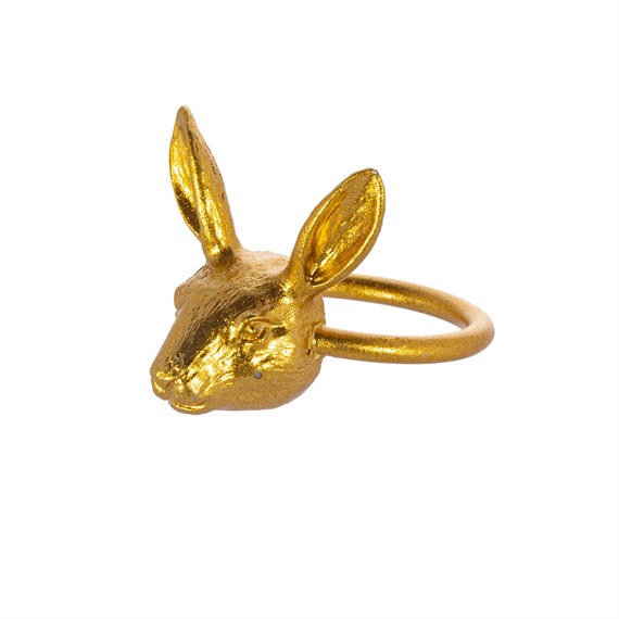 Gold Rabbit Napkin Ring - Set of 2