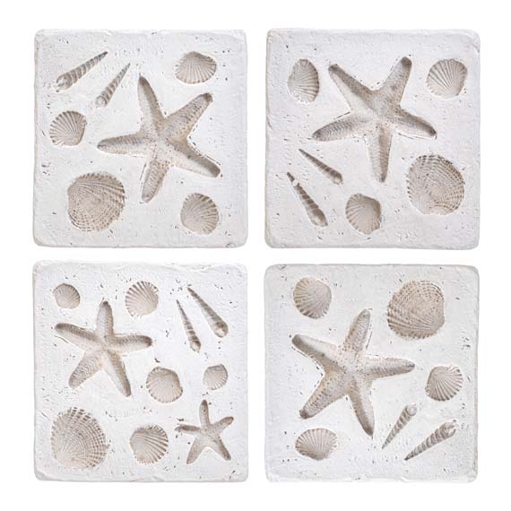 Shell Imprint Coasters - Set of 4