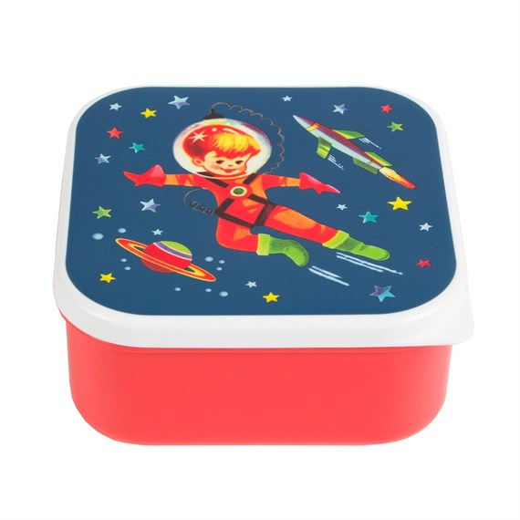 Retro Space Red Square Lunch Box