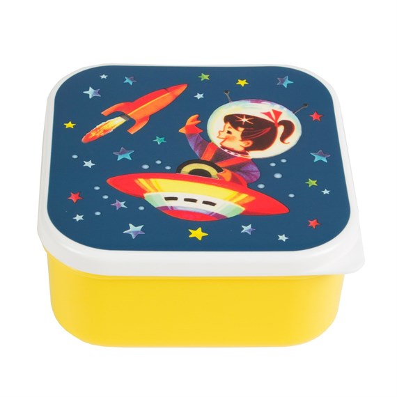 Retro Space Yellow Square Lunch Box