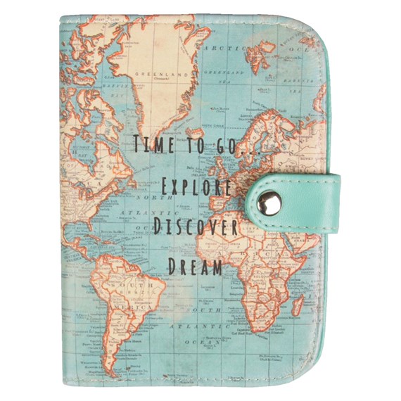 Vintage Map Time to Go Passport Holder