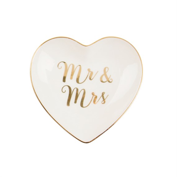 Mr & Mrs Gold Heart Trinket Dish