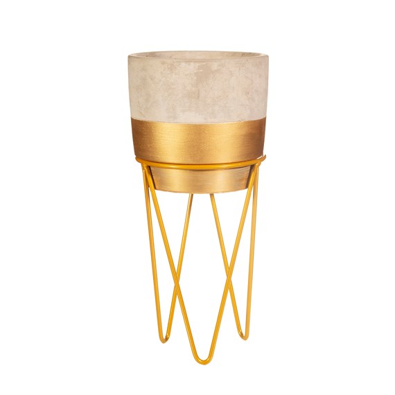 Tuva Gold Dip Planter with Wire Stand