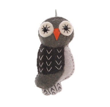 Owl Hanging Dec- Brown & Green Assorted