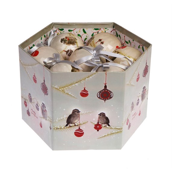 Set of 14 Festive Birds Baubles in Box