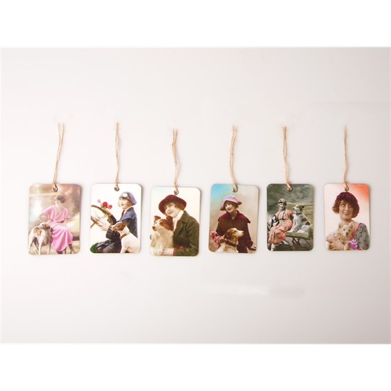 Set of 6 Ladies&Dogs Gift Tags