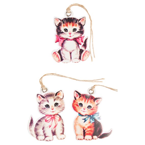 Set of 12 Retro Kitten Gift Tags