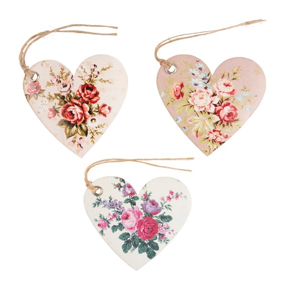 Set of 15 Vintage Rose Heart Gift Tags