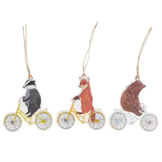 Set of 12 Happy Animals on  Bike Gift Tags