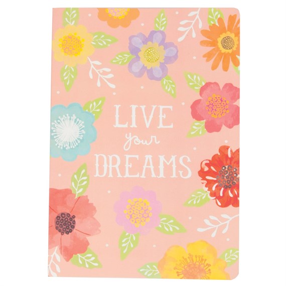 Live Your Dreams Watercolour Floral A5 Notebook