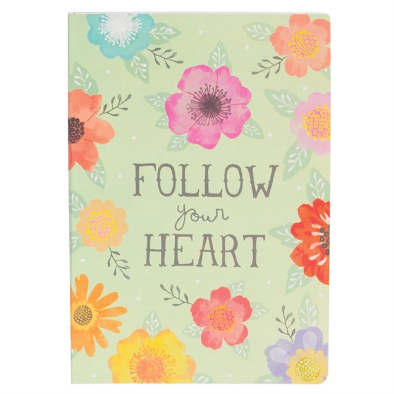 Follow Your Heart Watercolour Floral A5 Notebook