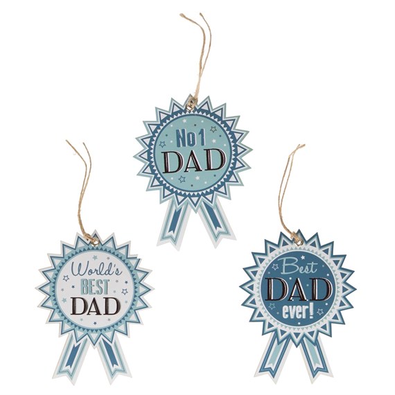 Best Dad Rosette Gift Tag Assorted