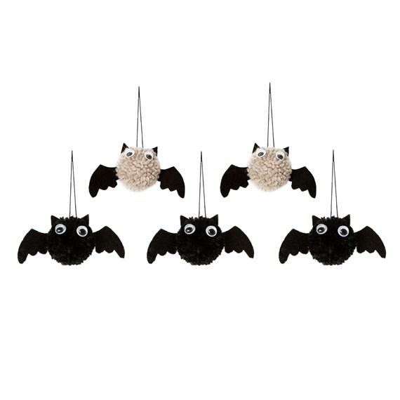 Set of 5 Bats Hanging Halloween Decoration