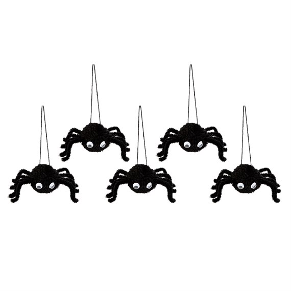 Set of 5 Spiders Hanging Halloween Decoration