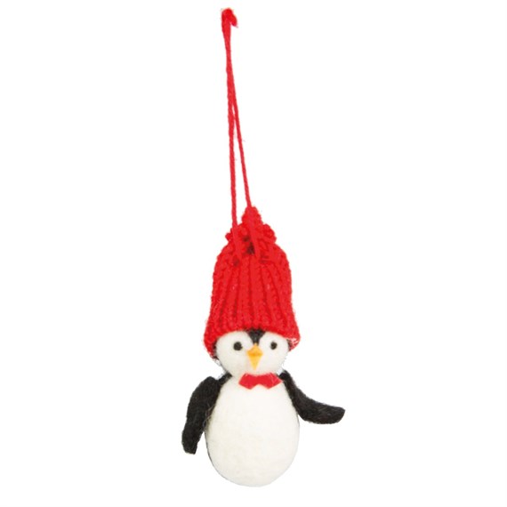 Pete Penguin with Red Hat Hanging Decoration