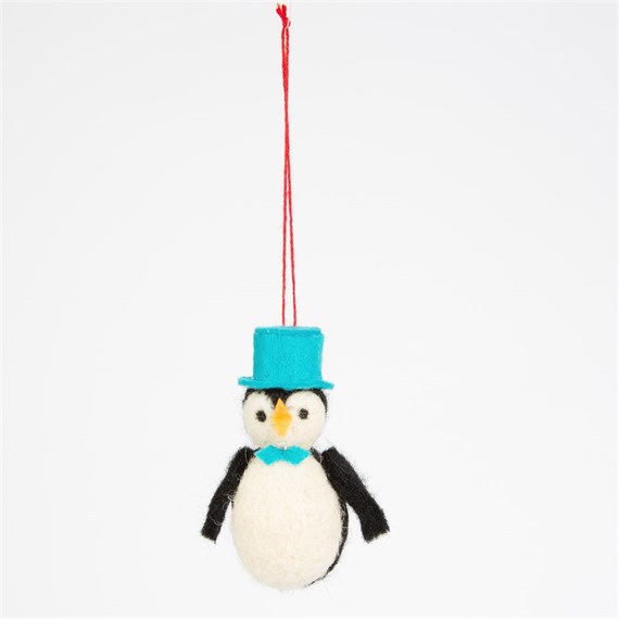 Pete Penguin with Blue Top Hat Hanging Decoration
