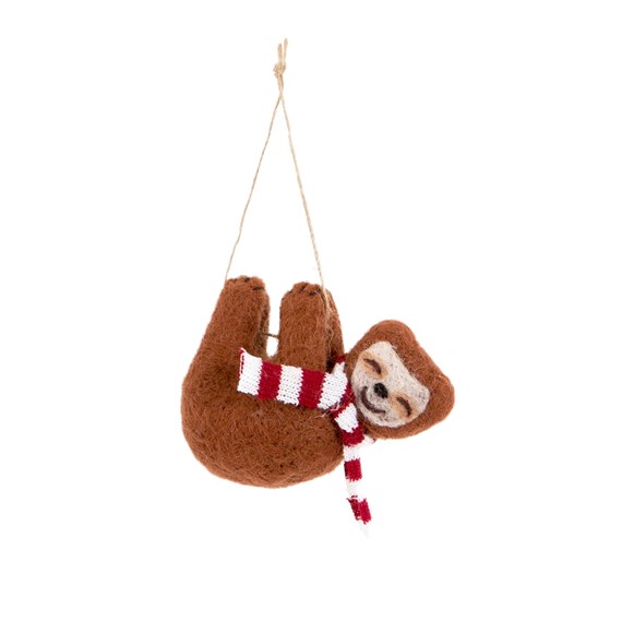 Swinging Sloth with Scarf Hanging Decoration