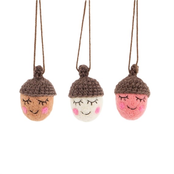 Happy Acorns Hanging Decorations - Set of 3