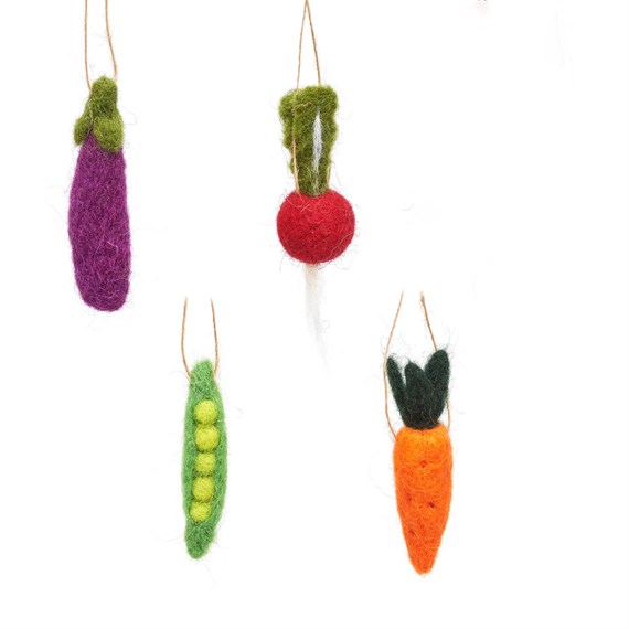 Mini Felt Vegetable Decorations - Set of 4