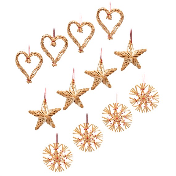 Straw Decorations - Set of 12