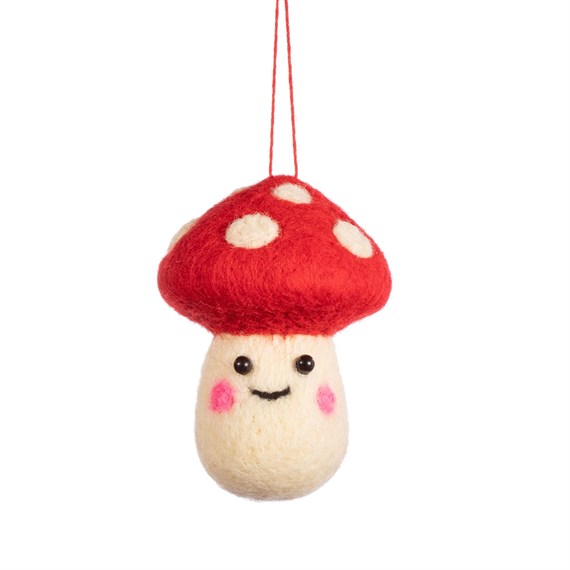 Smiley Felt Mushroom Hanging Decoration