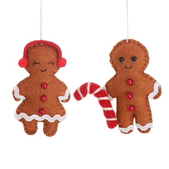 Gingerbread Couple Hanging Decoration - Set of 2