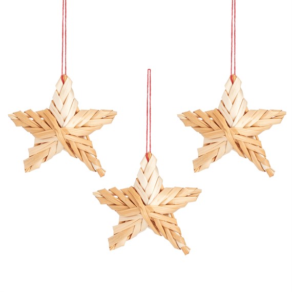 Straw Stars Decorations - Set of 3