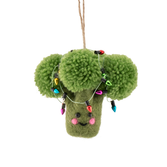 Broccoli with Fairy Lights Felt Decoration