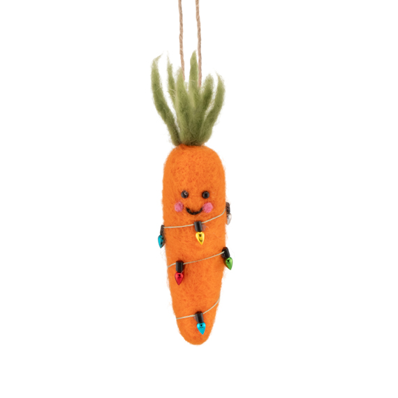 Carrot with Fairy Lights Felt Decoration