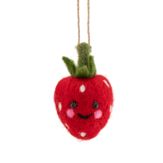 Strawberry with Face Felt Decoration