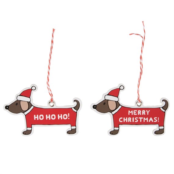 Christmas Sausage Dog Gift Tags - Set of 12