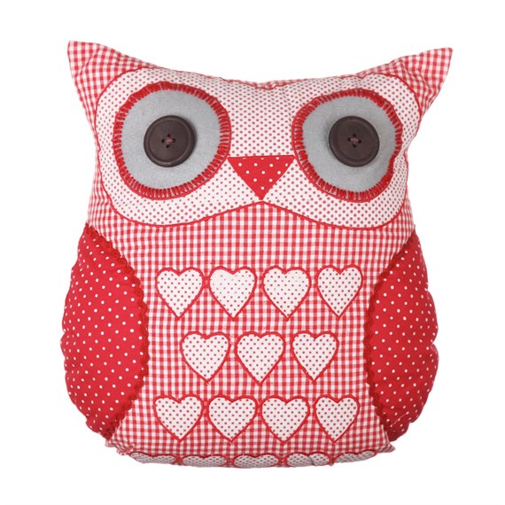 Red Heart Owl Cushion with Inner