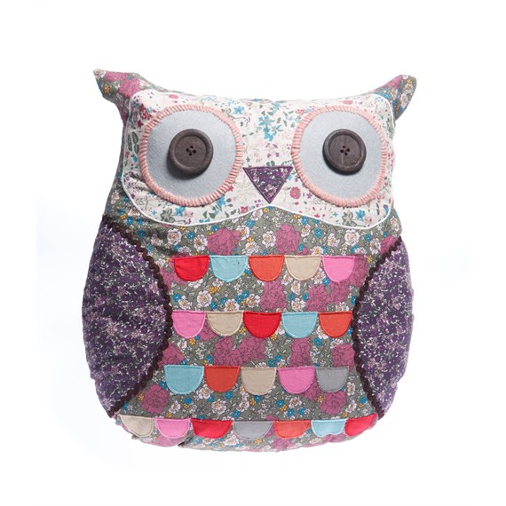 Vintage Floral Owl Cushion with Inner