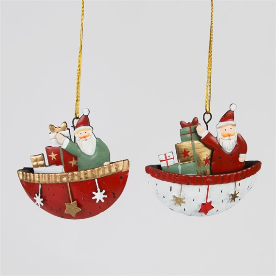 Santa with Presents in Bauble Hanging Decoration Assorted