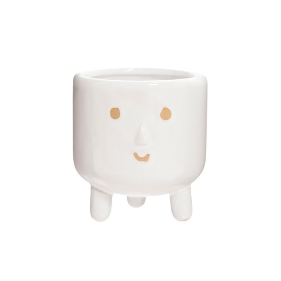 Little Smiley Face Glaze White Leggy Planter