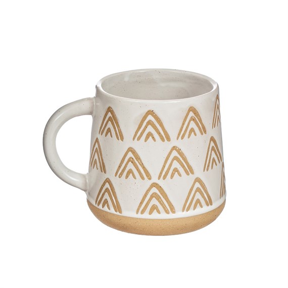 Wax Resist Triangles White Mug