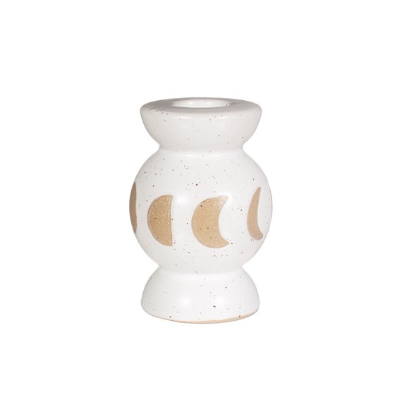 Moon Phases Candle Holder White