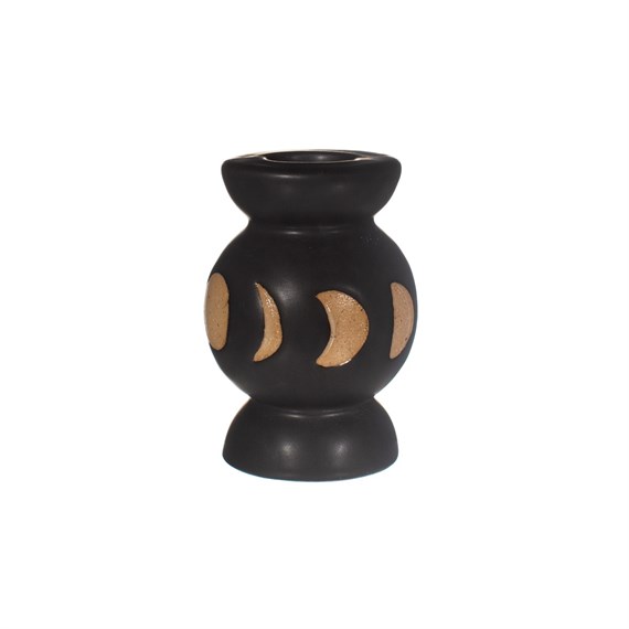 Moon Phases Candle Holder Black