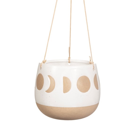 Moon Phases Hanging Planter White