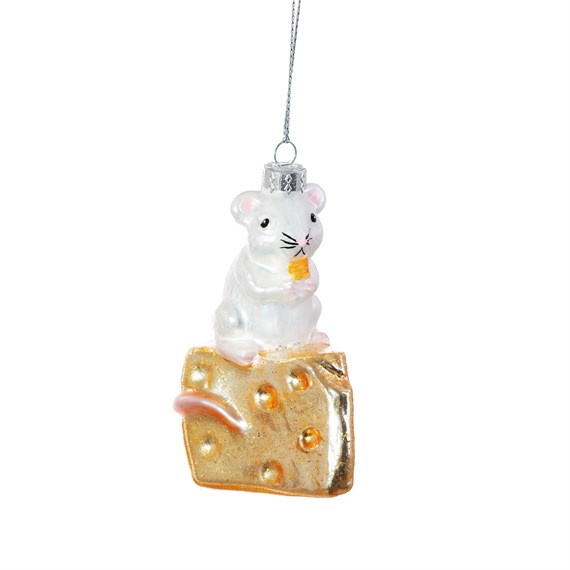 Mouse on Cheese Shaped Bauble