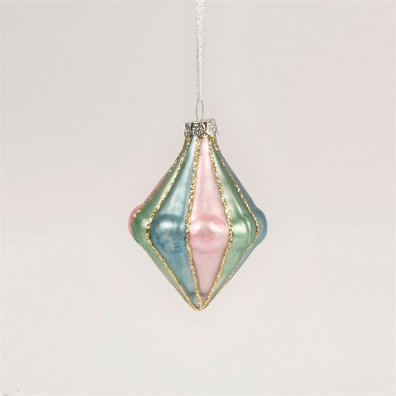 Glitzy Pastel Harlequin Shaped Bauble