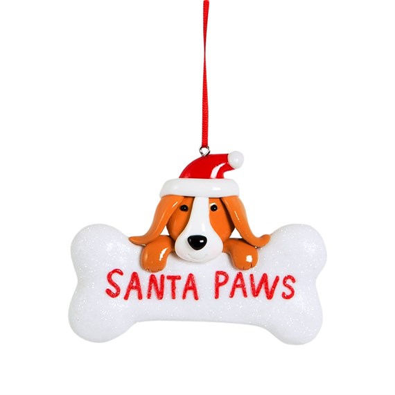 Clay Santa Paws Puppy Hanging Decoration