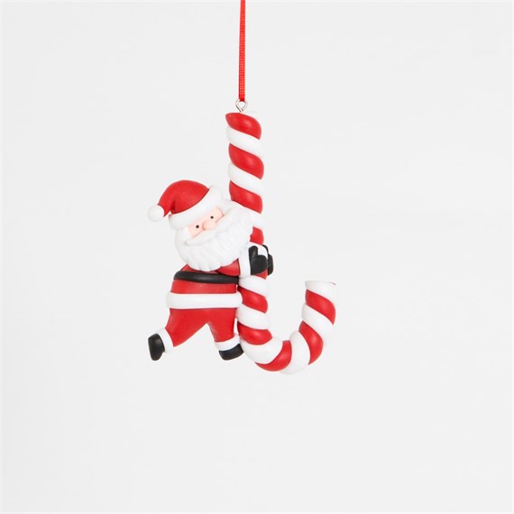 Clay Giant Candy Cane Santa Decoration