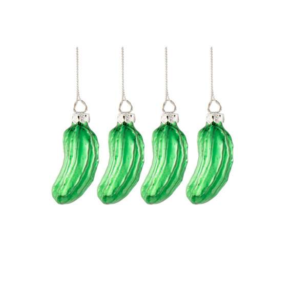 Mini Gherkin Shaped Baubles - Set of 4