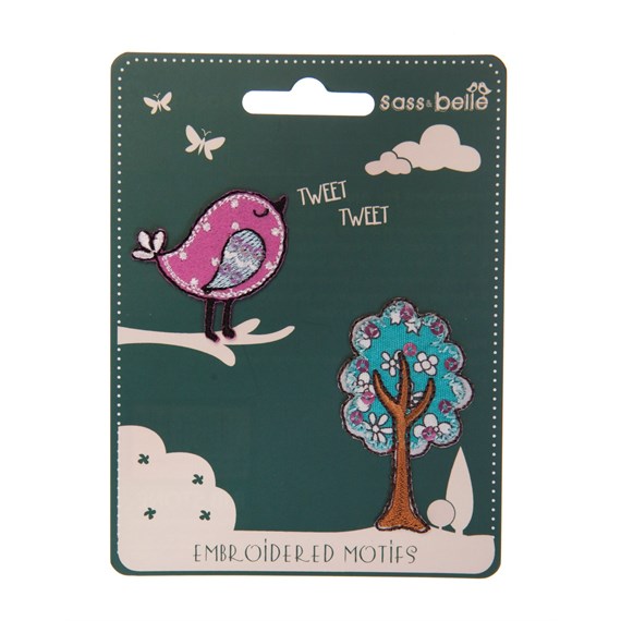 Bird & Tree  Embroidered Applique-Iron On