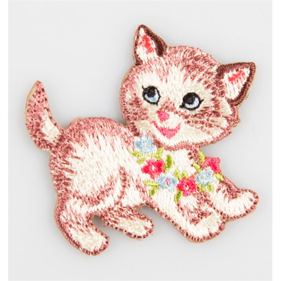Flower Retro Kitten Embroidered Applique Iron On