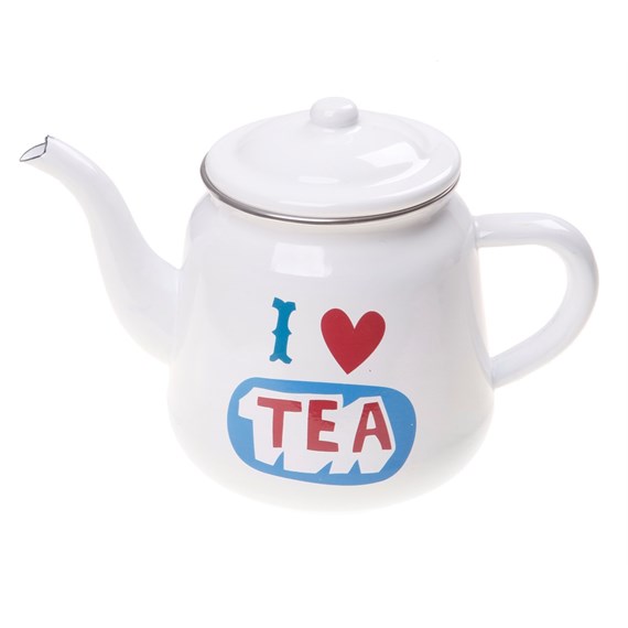 Enamel I Love Tea Teapot