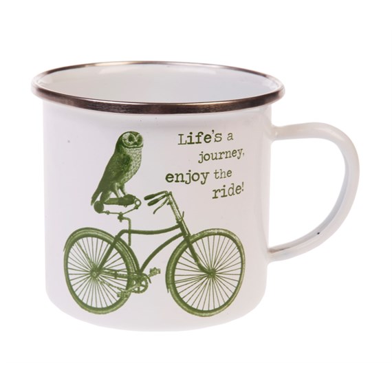 Life's a Journey Owl Enamel Mug